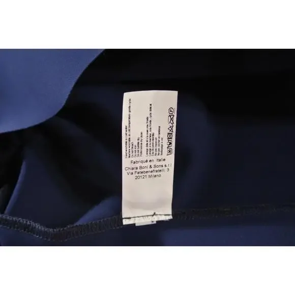 NEW, Chiara Boni Melania Short Off-The-Shoulder Dress Blue Notte SZ 48 #MD0136